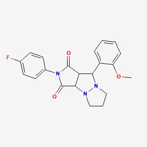 molecular formula C21H20FN3O3 B4309190 2-(4-fluorophenyl)-9-(2-methoxyphenyl)tetrahydro-5H-pyrazolo[1,2-a]pyrrolo[3,4-c]pyrazole-1,3(2H,3aH)-dione 