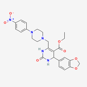 ETHYL 4-(1,3-BENZODIOXOL-5-YL)-6-{[4-(4-NITROPHENYL)PIPERAZINO]METHYL}-2-OXO-1,2,3,4-TETRAHYDRO-5-PYRIMIDINECARBOXYLATE