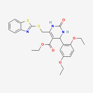 molecular formula C25H27N3O5S2 B4309229 ETHYL 6-[(1,3-BENZOTHIAZOL-2-YLSULFANYL)METHYL]-4-(2,5-DIETHOXYPHENYL)-2-OXO-1,2,3,4-TETRAHYDRO-5-PYRIMIDINECARBOXYLATE 