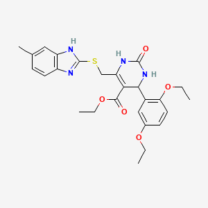 ETHYL 4-(2,5-DIETHOXYPHENYL)-6-{[(5-METHYL-1H-1,3-BENZIMIDAZOL-2-YL)SULFANYL]METHYL}-2-OXO-1,2,3,4-TETRAHYDRO-5-PYRIMIDINECARBOXYLATE