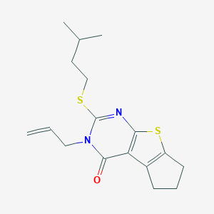 molecular formula C17H22N2OS2 B430925 3-allyl-2-(isopentylsulfanyl)-3,5,6,7-tetrahydro-4H-cyclopenta[4,5]thieno[2,3-d]pyrimidin-4-one CAS No. 330179-58-3