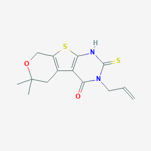 molecular formula C14H16N2O2S2 B430934 3-allyl-6,6-dimethyl-2-sulfanyl-3,5,6,8-tetrahydro-4H-pyrano[4',3':4,5]thieno[2,3-d]pyrimidin-4-one CAS No. 331837-85-5