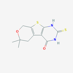 molecular formula C11H12N2O2S2 B430935 6,6-dimethyl-2-thioxo-1,2,3,5,6,8-hexahydro-4H-pyrano[4',3':4,5]thieno[2,3-d]pyrimidin-4-one CAS No. 300730-47-6