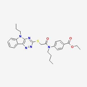 ETHYL 4-(BUTYL{2-[(5-PROPYL-5H-[1,2,4]TRIAZINO[5,6-B]INDOL-3-YL)SULFANYL]ACETYL}AMINO)BENZOATE