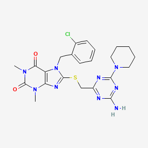 8-{[(4-AMINO-6-PIPERIDINO-1,3,5-TRIAZIN-2-YL)METHYL]SULFANYL}-7-(2-CHLOROBENZYL)-1,3-DIMETHYL-3,7-DIHYDRO-1H-PURINE-2,6-DIONE