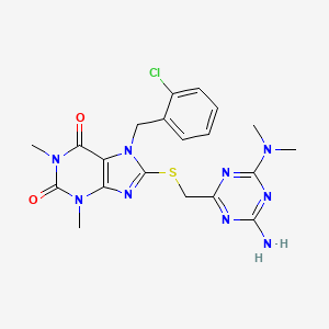 8-({[4-AMINO-6-(DIMETHYLAMINO)-1,3,5-TRIAZIN-2-YL]METHYL}SULFANYL)-7-[(2-CHLOROPHENYL)METHYL]-1,3-DIMETHYL-2,3,6,7-TETRAHYDRO-1H-PURINE-2,6-DIONE