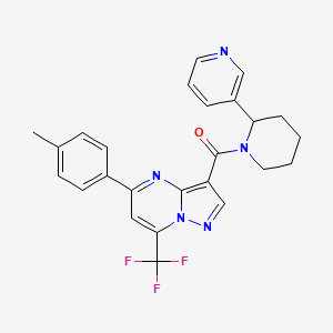 3-{1-[5-(4-METHYLPHENYL)-7-(TRIFLUOROMETHYL)PYRAZOLO[1,5-A]PYRIMIDINE-3-CARBONYL]PIPERIDIN-2-YL}PYRIDINE