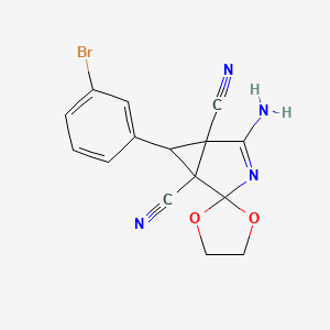 4-amino-6-(3-bromophenyl)spiro[3-azabicyclo[3.1.0]hex-3-ene-2,2'-[1,3]dioxolane]-1,5-dicarbonitrile