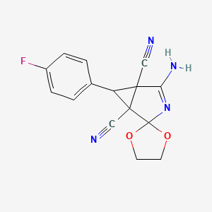 4-amino-6-(4-fluorophenyl)spiro[3-azabicyclo[3.1.0]hex-3-ene-2,2'-[1,3]dioxolane]-1,5-dicarbonitrile