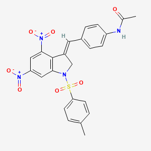 N-{4-[(Z)-{1-[(4-methylphenyl)sulfonyl]-4,6-dinitro-1,2-dihydro-3H-indol-3-ylidene}methyl]phenyl}acetamide