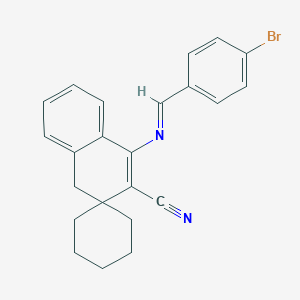 molecular formula C23H21BrN2 B430941 1-[(4-Bromobenzylidene)amino]-3,4-dihydrospiro[naphthalene-3,1'-cyclohexane]-2-carbonitrile CAS No. 339346-96-2
