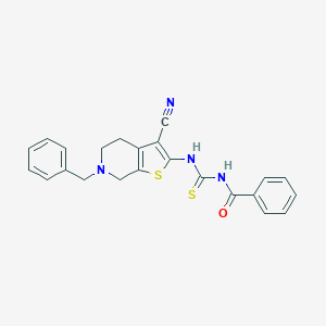 molecular formula C23H20N4OS2 B430944 N-[(6-benzyl-3-cyano-5,7-dihydro-4H-thieno[2,3-c]pyridin-2-yl)carbamothioyl]benzamide CAS No. 331457-91-1