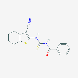 molecular formula C17H15N3OS2 B430945 N-[(3-cyano-4,5,6,7-tetrahydro-1-benzothiophen-2-yl)carbamothioyl]benzamide CAS No. 121746-08-5