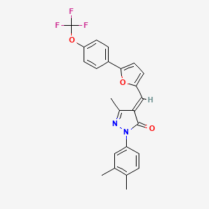 2-(3,4-DIMETHYLPHENYL)-5-METHYL-4-((E)-1-{5-[4-(TRIFLUOROMETHOXY)PHENYL]-2-FURYL}METHYLIDENE)-2,4-DIHYDRO-3H-PYRAZOL-3-ONE