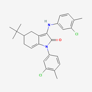 molecular formula C26H28Cl2N2O B4309463 5-(TERT-BUTYL)-3-(3-CHLORO-4-METHYLANILINO)-1-(3-CHLORO-4-METHYLPHENYL)-1,4,5,6-TETRAHYDRO-2H-INDOL-2-ONE 