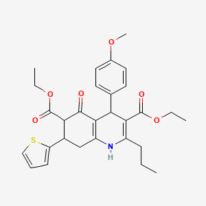 molecular formula C29H33NO6S B4309467 DIETHYL 4-(4-METHOXYPHENYL)-5-OXO-2-PROPYL-7-(2-THIENYL)-1,4,5,6,7,8-HEXAHYDRO-3,6-QUINOLINEDICARBOXYLATE 