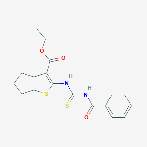 molecular formula C18H18N2O3S2 B430950 ethyl 2-{[(benzoylamino)carbothioyl]amino}-5,6-dihydro-4H-cyclopenta[b]thiophene-3-carboxylate CAS No. 55056-27-4