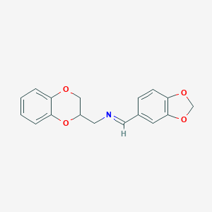 molecular formula C17H15NO4 B430957 N-(1,3-benzodioxol-5-ylmethylene)-N-(2,3-dihydro-1,4-benzodioxin-2-ylmethyl)amine 