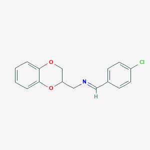 molecular formula C16H14ClNO2 B430958 N-(4-chlorobenzylidene)-N-(2,3-dihydro-1,4-benzodioxin-2-ylmethyl)amine 