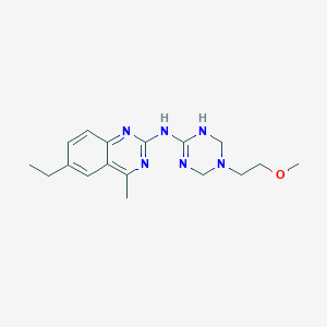 molecular formula C17H24N6O B4309587 6-ethyl-N-[5-(2-methoxyethyl)-1,3,5-triazinan-2-ylidene]-4-methylquinazolin-2-amine 