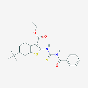 molecular formula C23H28N2O3S2 B430959 Ethyl 2-{[(benzoylamino)carbothioyl]amino}-6-tert-butyl-4,5,6,7-tetrahydro-1-benzothiophene-3-carboxylate 