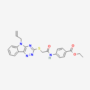 molecular formula C23H21N5O3S B4309610 ETHYL 4-(2-{[5-(PROP-2-EN-1-YL)-5H-[1,2,4]TRIAZINO[5,6-B]INDOL-3-YL]SULFANYL}ACETAMIDO)BENZOATE 