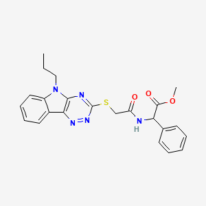 METHYL 2-PHENYL-2-[2-({5-PROPYL-5H-[1,2,4]TRIAZINO[5,6-B]INDOL-3-YL}SULFANYL)ACETAMIDO]ACETATE