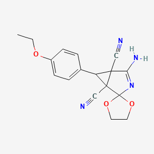 4-amino-6-(4-ethoxyphenyl)spiro[3-azabicyclo[3.1.0]hex-3-ene-2,2'-[1,3]dioxolane]-1,5-dicarbonitrile