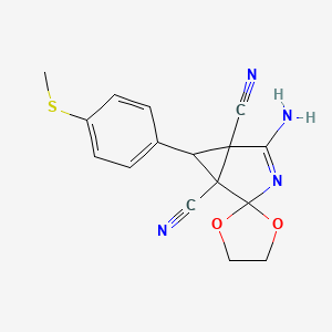 4-AMINO-6-[4-(METHYLSULFANYL)PHENYL]-3-AZASPIRO[BICYCLO[3.1.0]HEXANE-2,2'-[1,3]DIOXOLAN]-3-ENE-1,5-DICARBONITRILE