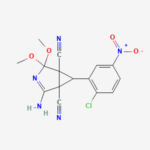 molecular formula C15H12ClN5O4 B4309636 2-amino-6-(2-chloro-5-nitrophenyl)-4,4-dimethoxy-3-azabicyclo[3.1.0]hex-2-ene-1,5-dicarbonitrile 