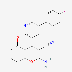 molecular formula C21H16FN3O2 B4309649 2-amino-4-[5-(4-fluorophenyl)pyridin-3-yl]-5-oxo-5,6,7,8-tetrahydro-4H-chromene-3-carbonitrile 