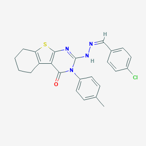 molecular formula C24H21ClN4OS B430970 4-Chlorobenzaldehyde [3-(4-methylphenyl)-4-oxo-3,4,5,6,7,8-hexahydro[1]benzothieno[2,3-d]pyrimidin-2-yl]hydrazone 