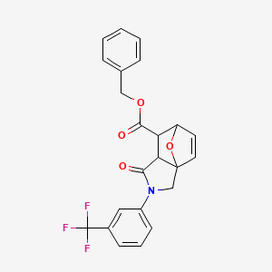 molecular formula C23H18F3NO4 B4309716 BENZYL 4-OXO-3-[3-(TRIFLUOROMETHYL)PHENYL]-10-OXA-3-AZATRICYCLO[5.2.1.0{15}]DEC-8-ENE-6-CARBOXYLATE 