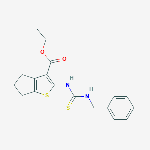 molecular formula C18H20N2O2S2 B430973 ethyl 2-[(benzylcarbamothioyl)amino]-5,6-dihydro-4H-cyclopenta[b]thiophene-3-carboxylate 