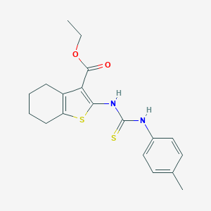 molecular formula C19H22N2O2S2 B430974 Ethyl 2-[(4-toluidinocarbothioyl)amino]-4,5,6,7-tetrahydro-1-benzothiophene-3-carboxylate 