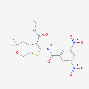 molecular formula C19H19N3O8S B430976 Ethyl 2-[(3,5-dinitrobenzoyl)amino]-5,5-dimethyl-4,7-dihydrothieno[2,3-c]pyran-3-carboxylate CAS No. 371214-95-8
