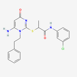 molecular formula C21H21ClN4O2S B4309761 2-{[6-AMINO-4-OXO-1-(2-PHENYLETHYL)-14-DIHYDROPYRIMIDIN-2-YL]SULFANYL}-N-(3-CHLOROPHENYL)PROPANAMIDE 