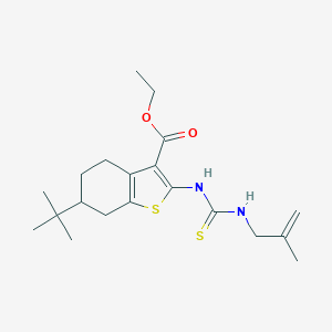 molecular formula C20H30N2O2S2 B430983 Ethyl 6-tert-butyl-2-({[(2-methyl-2-propenyl)amino]carbothioyl}amino)-4,5,6,7-tetrahydro-1-benzothiophene-3-carboxylate 