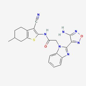 molecular formula C21H19N7O2S B4309837 2-[2-(4-amino-1,2,5-oxadiazol-3-yl)-1H-benzimidazol-1-yl]-N-(3-cyano-6-methyl-4,5,6,7-tetrahydro-1-benzothiophen-2-yl)acetamide 