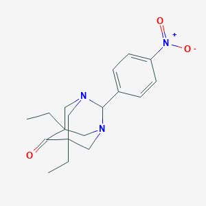 molecular formula C18H23N3O3 B430987 5,7-Diethyl-2-{4-nitrophenyl}-1,3-diazatricyclo[3.3.1.1~3,7~]decan-6-one CAS No. 387383-37-1