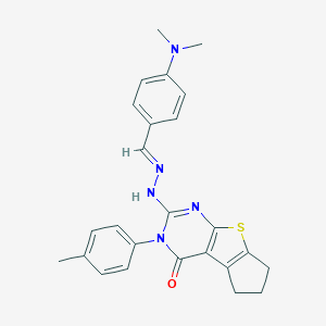 molecular formula C25H25N5OS B430991 4-(dimethylamino)benzaldehyde [3-(4-methylphenyl)-4-oxo-3,5,6,7-tetrahydro-4H-cyclopenta[4,5]thieno[2,3-d]pyrimidin-2-yl]hydrazone CAS No. 351007-18-6