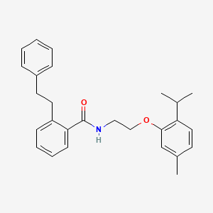 molecular formula C27H31NO2 B4309936 N-{2-[5-methyl-2-(propan-2-yl)phenoxy]ethyl}-2-(2-phenylethyl)benzamide 