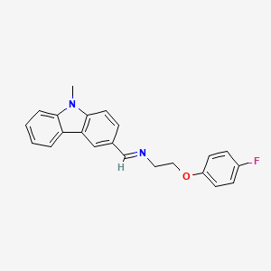 N-[2-(4-FLUOROPHENOXY)ETHYL]-N-[(E)-1-(9-METHYL-9H-CARBAZOL-3-YL)METHYLIDENE]AMINE