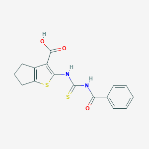 molecular formula C16H14N2O3S2 B430999 2-{[(benzoylamino)carbothioyl]amino}-5,6-dihydro-4H-cyclopenta[b]thiophene-3-carboxylic acid CAS No. 351161-35-8