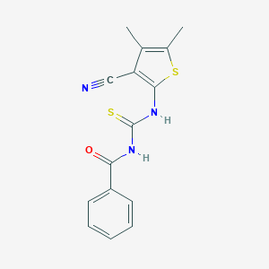 molecular formula C15H13N3OS2 B431002 N-benzoyl-N'-(3-cyano-4,5-dimethyl-2-thienyl)thiourea 