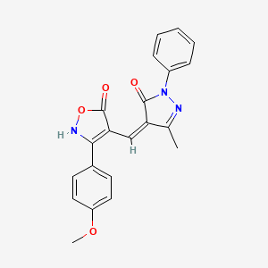 molecular formula C21H17N3O4 B4310034 4-[(Z)-1-(5-HYDROXY-3-METHYL-1-PHENYL-1H-PYRAZOL-4-YL)METHYLIDENE]-3-(4-METHOXYPHENYL)-5-ISOXAZOLONE 