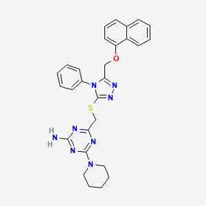 4-[({5-[(1-NAPHTHYLOXY)METHYL]-4-PHENYL-4H-1,2,4-TRIAZOL-3-YL}SULFANYL)METHYL]-6-PIPERIDINO-1,3,5-TRIAZIN-2-AMINE