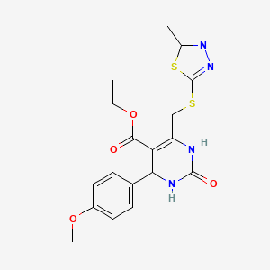 molecular formula C18H20N4O4S2 B4310070 ETHYL 4-(4-METHOXYPHENYL)-6-{[(5-METHYL-1,3,4-THIADIAZOL-2-YL)SULFANYL]METHYL}-2-OXO-1,2,3,4-TETRAHYDRO-5-PYRIMIDINECARBOXYLATE 