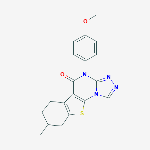 molecular formula C19H18N4O2S B431009 4-(4-methoxyphenyl)-8-methyl-6,7,8,9-tetrahydro[1]benzothieno[3,2-e][1,2,4]triazolo[4,3-a]pyrimidin-5(4H)-one 