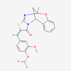 13-{[4-(DIFLUOROMETHOXY)-3-METHOXYPHENYL]METHYLENE}-9-METHYL-8-OXA-12-THIA-10,15-DIAZATETRACYCLO[7.6.1.0~2,7~.0~11,15~]HEXADECA-2,4,6,10-TETRAEN-14-ONE